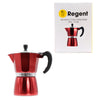REGENT COFFEE MAKER ALUMINIUM 2 TONE RED & SILVER 6 CUP, (275ML)