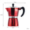 REGENT COFFEE MAKER ALUMINIUM 2 TONE RED & SILVER 6 CUP, (275ML)