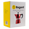 REGENT COFFEE MAKER ALUMINIUM 2 TONE RED & SILVER 6 CUP, (275ML)