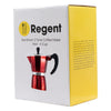 REGENT COFFEE MAKER ALUMINIUM 2 TONE RED & SILVER 6 CUP, (275ML)