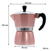 REGENT COFFEE MAKER ALUMINIUM 2 TONE ROSE GOLD & SILVER 3 CUP, (150ML)