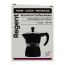 REGENT COFFEE MAKER ALUMINIUM 2 TONE MATT BLACK WITH SILVER 3 CUP, 150ML