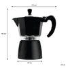 REGENT COFFEE MAKER ALUMINIUM 2 TONE MATT BLACK WITH SILVER 6 CUP, 275ML