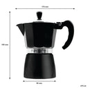 REGENT COFFEE MAKER ALUMINIUM 2 TONE MATT BLACK WITH SILVER 6 CUP, (275ML)