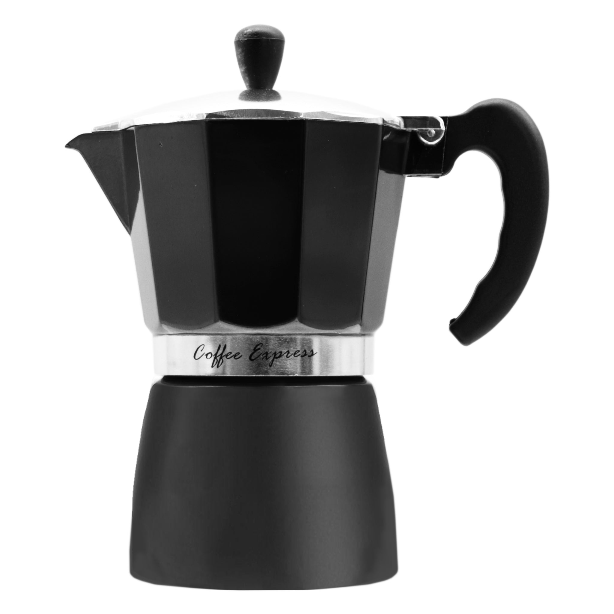 REGENT COFFEE MAKER ALUMINIUM 2 TONE MATT BLACK WITH SILVER 6 CUP, 275ML