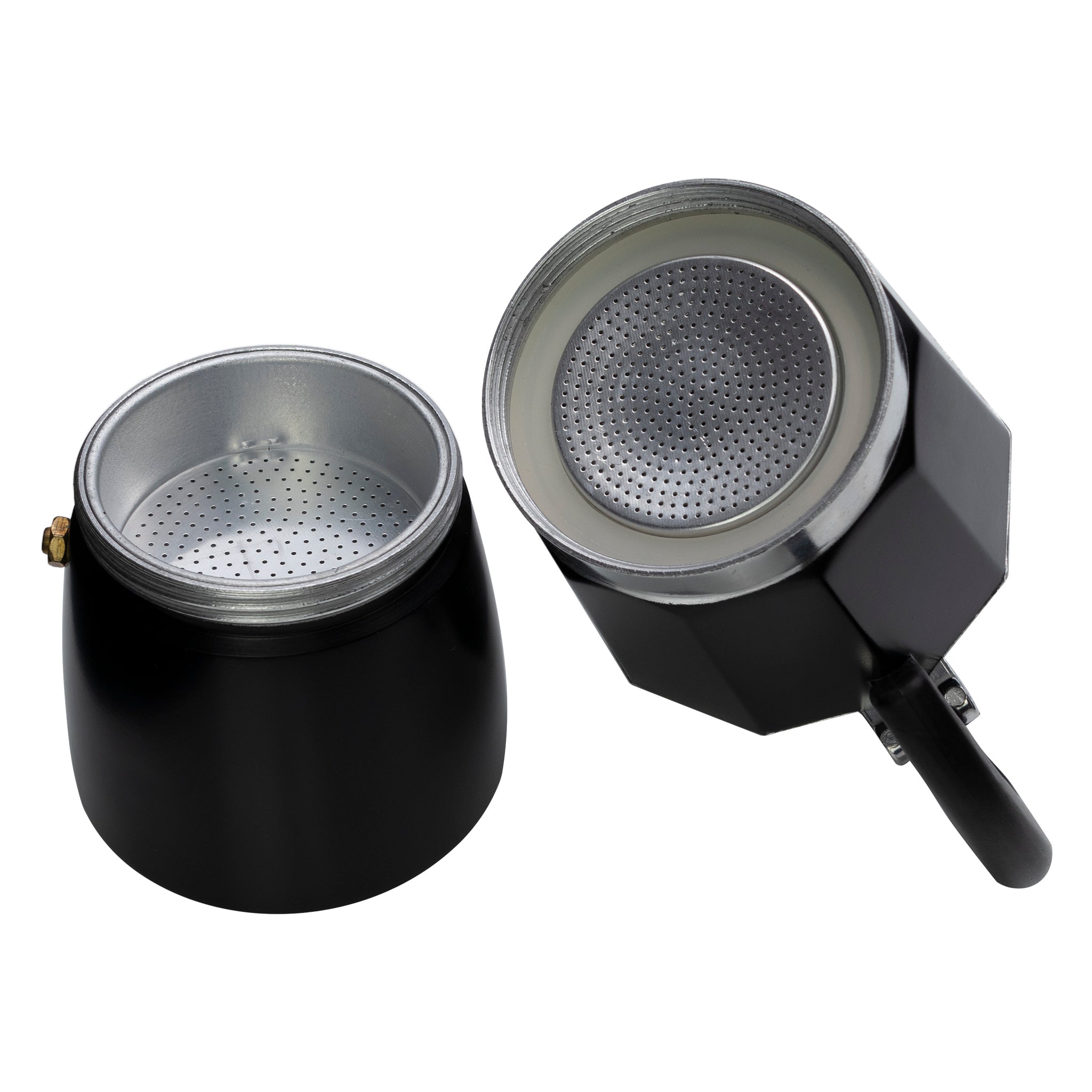 REGENT COFFEE MAKER ALUMINIUM 2 TONE MATT BLACK WITH SILVER 6 CUP, 275ML
