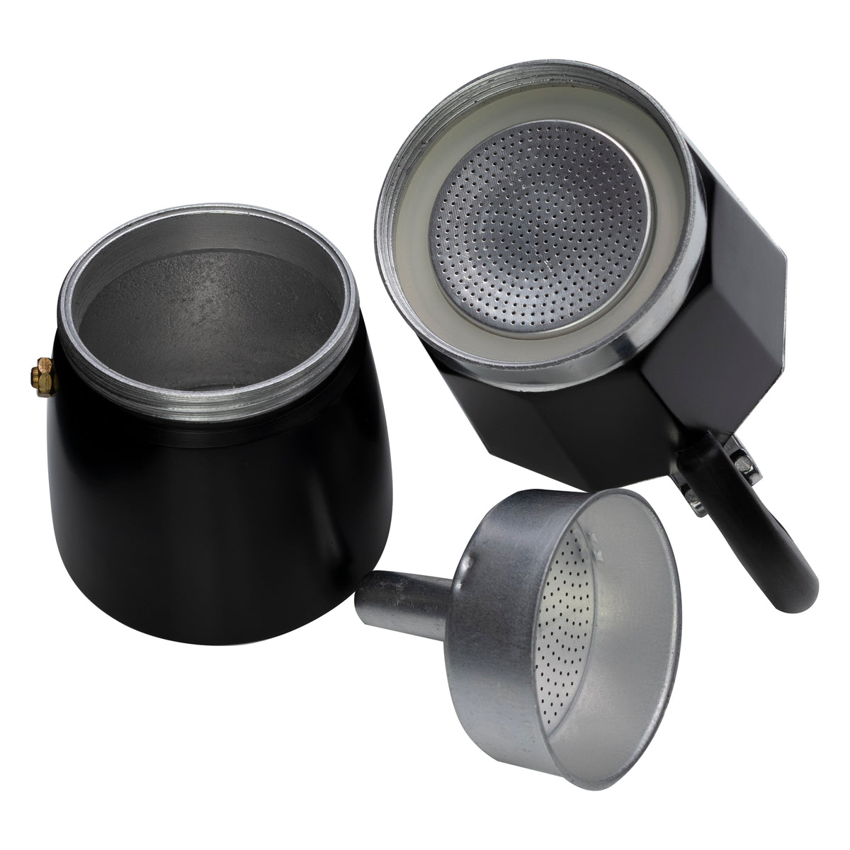 REGENT COFFEE MAKER ALUMINIUM 2 TONE MATT BLACK WITH SILVER 6 CUP, 275ML