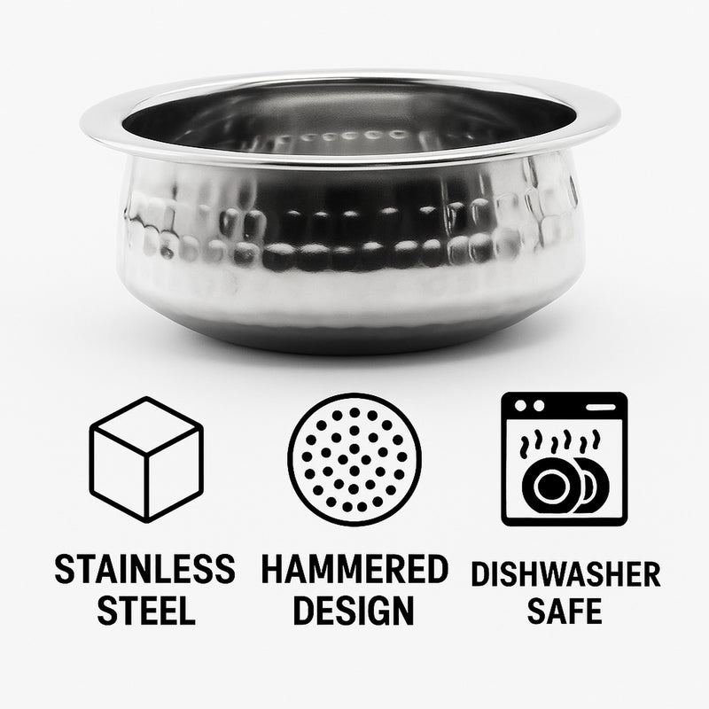 REGENT COOKWARE HANDI BOWL HAMMERED ST STEEL, 850ML - 155MM DIAX65MM