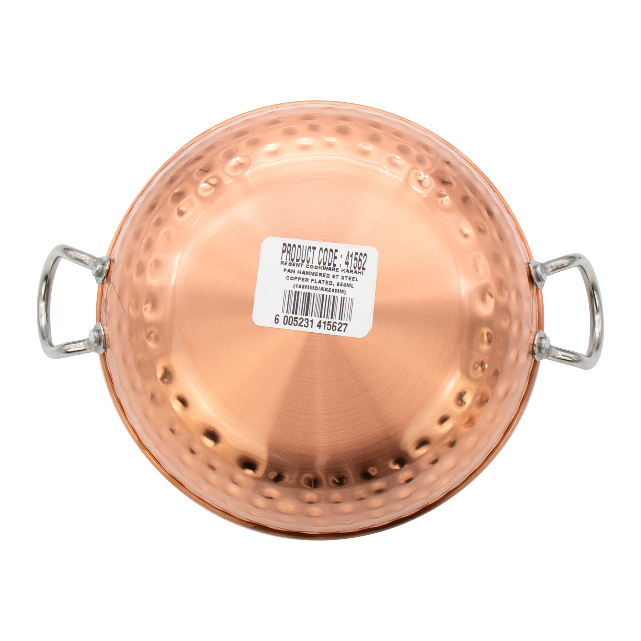 REGENT COOKWARE KARAHI PAN HAMMERED ST STEEL COPPER PLATED, 850ML - 165MM DIAX50MM