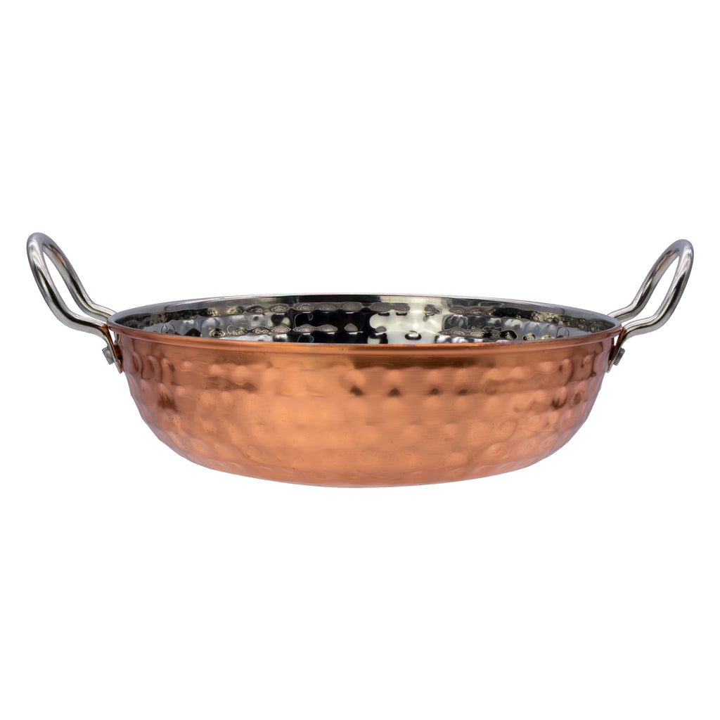REGENT COOKWARE KARAHI PAN HAMMERED ST STEEL COPPER PLATED, 1.2L - 245/185MM DIAX55MM