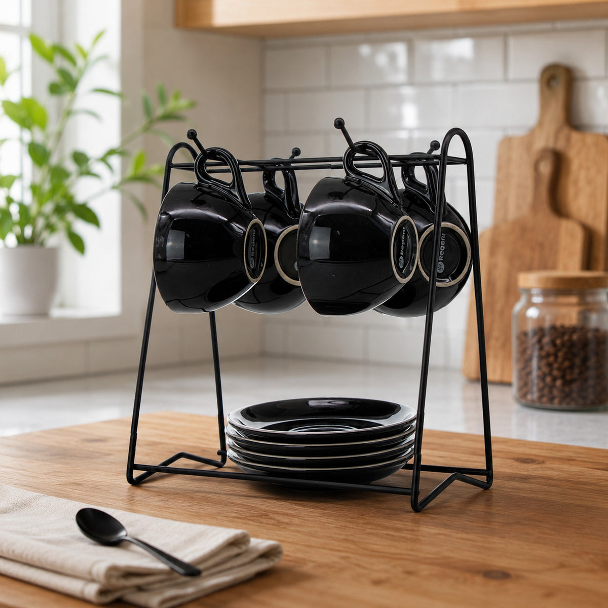 REGENT SPACE SAVER STAND POWDER COATED BLACK FOR 4 MUGS