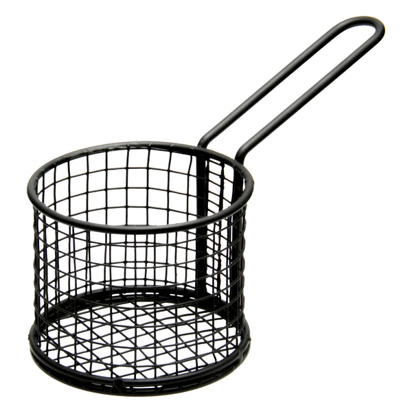 REGENT CHIP SERVER ROUND WIRE BASKET WITH HANDLE PC BLACK, (210/100MM DIAX80MM)