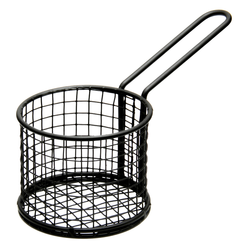 REGENT CHIP SERVER ROUND WIRE BASKET WITH HANDLE PC BLACK, (210/100MM DIAX80MM)