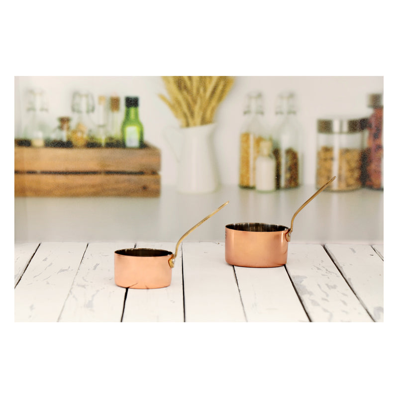 REGENT COOKWARE MINI POT ST STEEL CU PLATED WITH BRASS HANDLE,  200ML (155/75MM DIAX45MM)