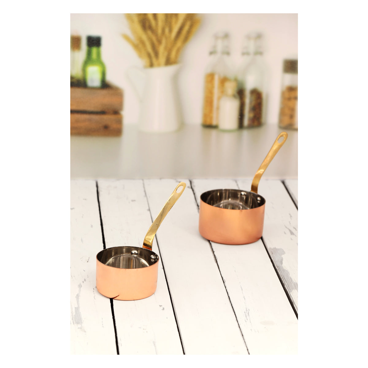 REGENT COOKWARE MINI POT ST STEEL CU PLATED WITH BRASS HANDLE,  200ML - 155/75MM DIAX45MM