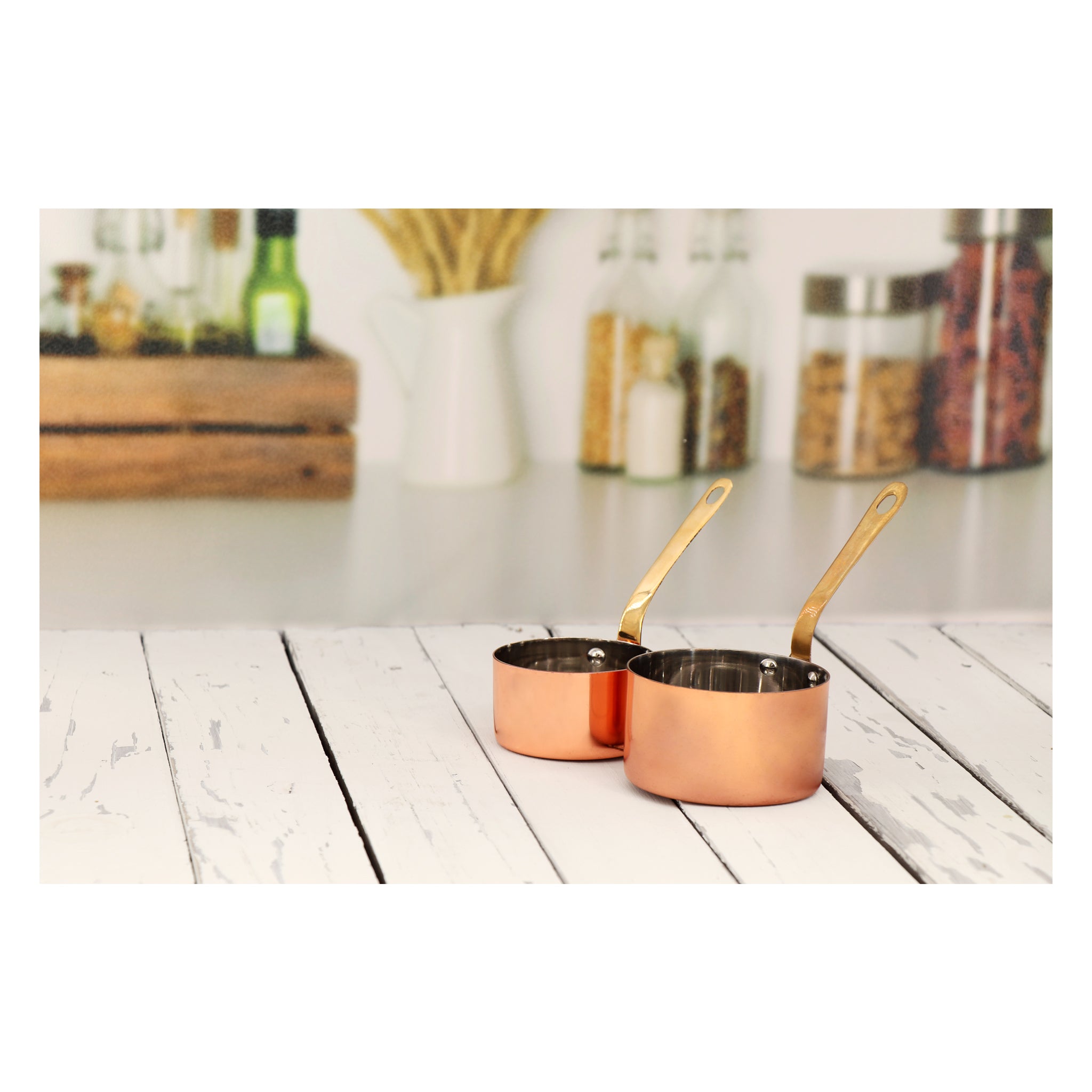 REGENT COOKWARE MINI POT ST STEEL CU PLATED WITH BRASS HANDLE,  200ML - 155/75MM DIAX45MM