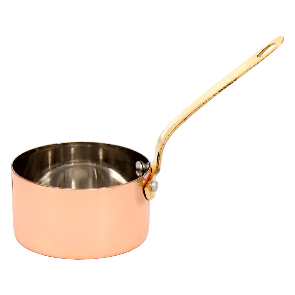 REGENT COOKWARE MINI POT ST STEEL CU PLATED WITH BRASS HANDLE,  200ML - 155/75MM DIAX45MM