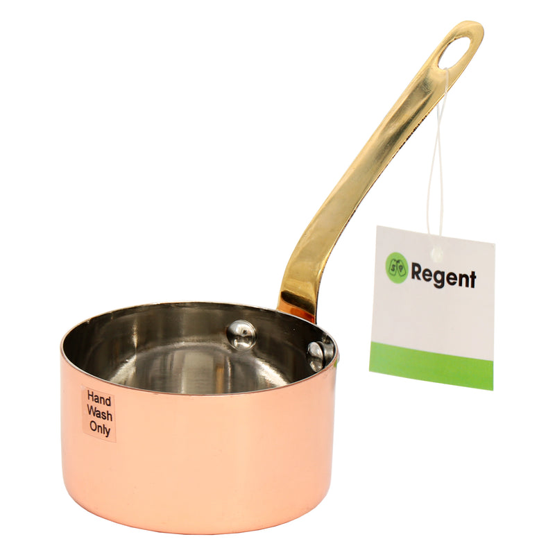 REGENT COOKWARE MINI POT ST STEEL CU PLATED WITH BRASS HANDLE,  200ML (155/75MM DIAX45MM)