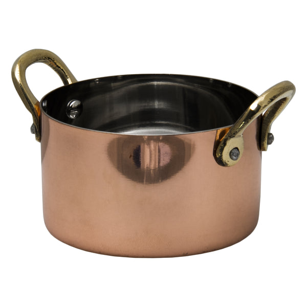 REGENT COOKWARE MINI POT ST STEEL CU PLATED WITH 2 BRASS HANDLES, 350ML (155/90MM DIAX52.5MM)