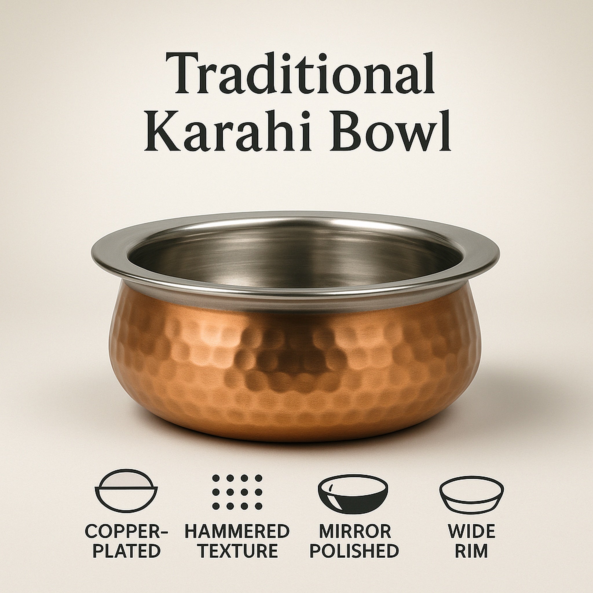 REGENT COOKWARE HANDI BOWL HAMMERED ST STEEL COPPER PLATED, 300ML - 125MM DIAX54MM