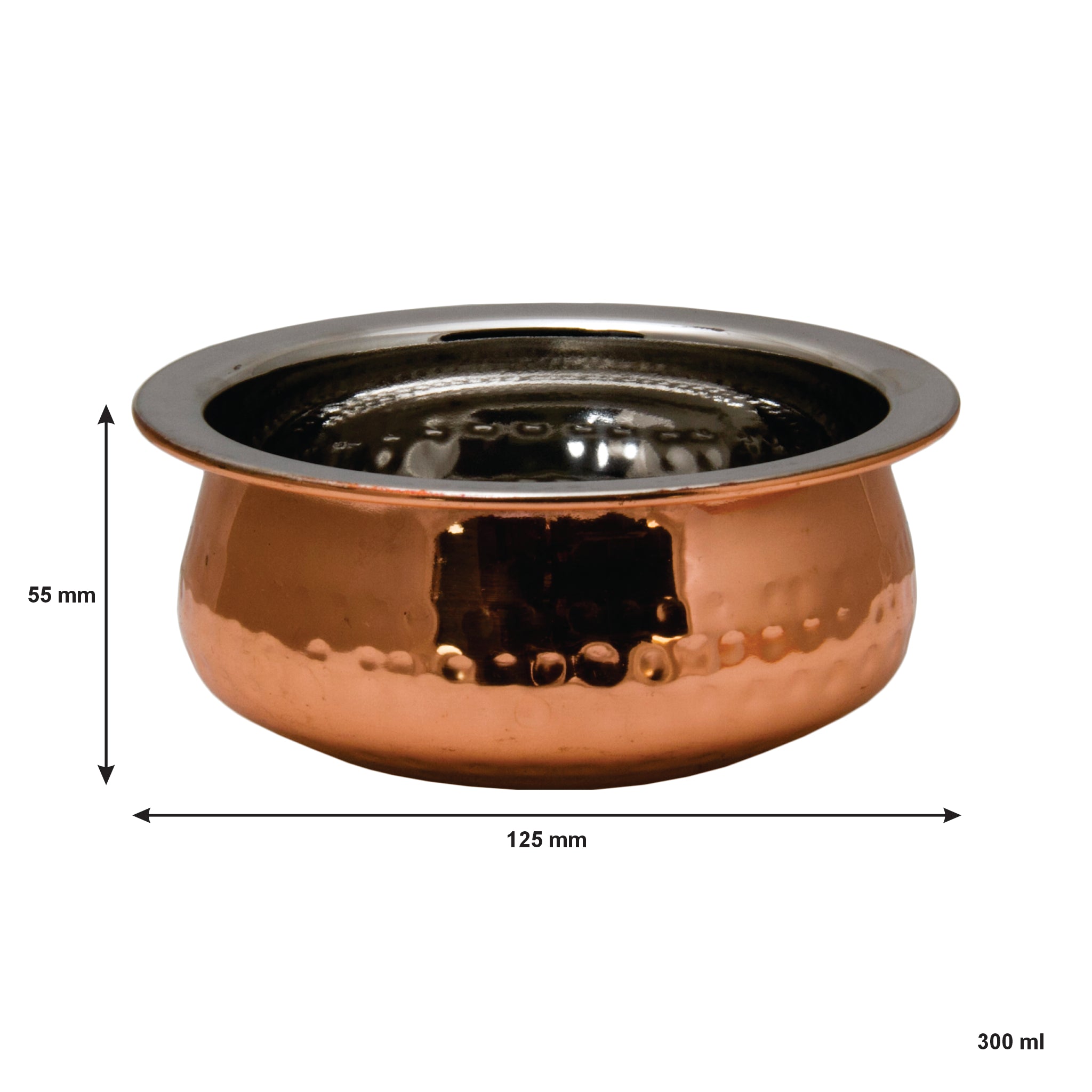 REGENT COOKWARE HANDI BOWL HAMMERED ST STEEL COPPER PLATED, 300ML - 125MM DIAX54MM