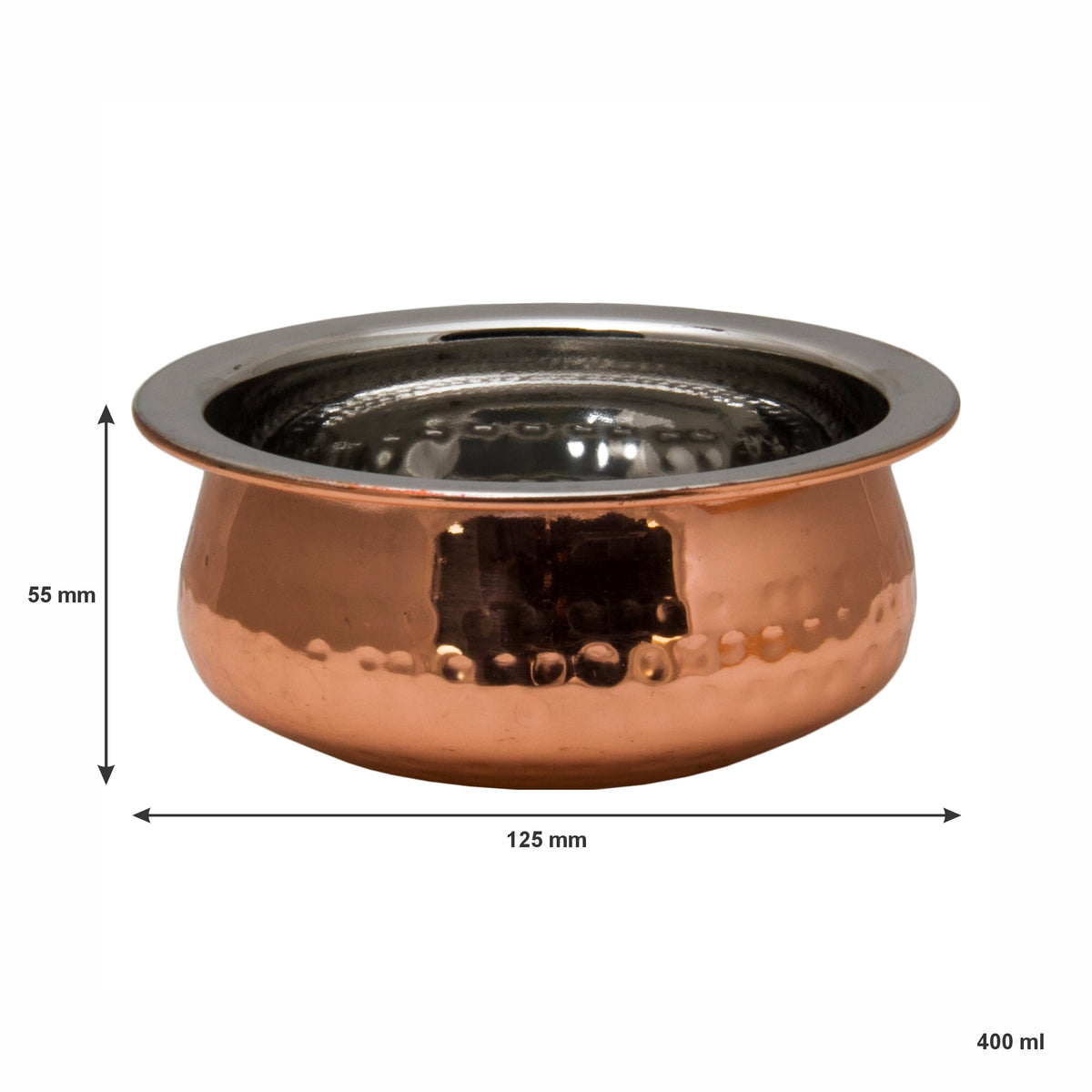 REGENT COOKWARE HANDI BOWL HAMMERED ST STEEL COPPER PLATED 400MM