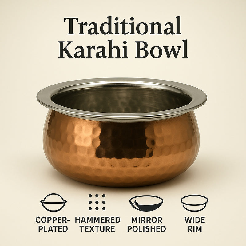 REGENT COOKWARE HANDI BOWL HAMMERED ST STEEL COPPER PLATED, 800ML (155MM DIAX65MM)