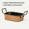 REGENT COOKWARE KARAHI ROASTER RECT. HAMMERED ST STEEL CU PLATED + HANDLES, 340ML (165/125X85X40MM)