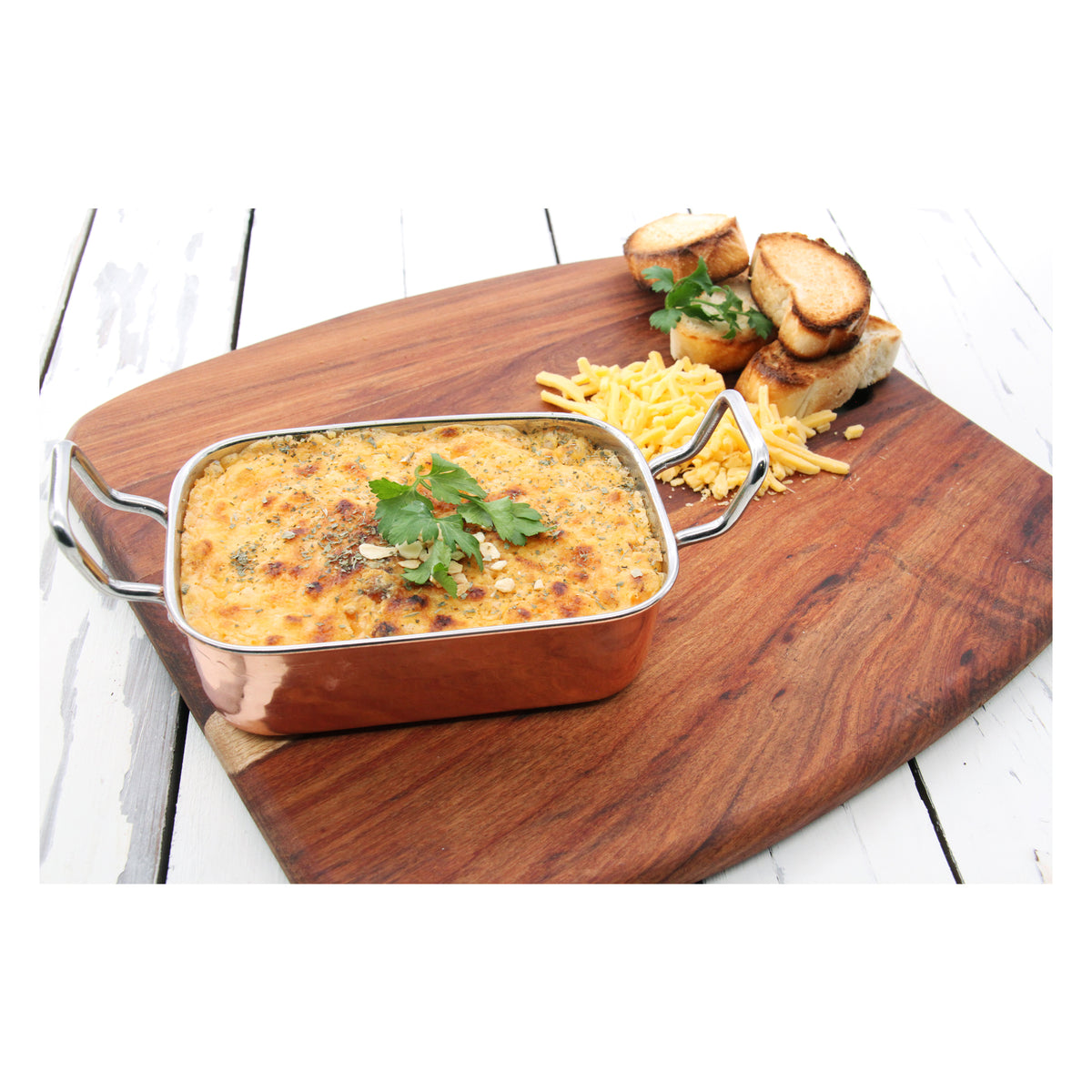 REGENT COOKWARE KARAHI ROASTER RECT.HAMMERED ST STEEL CU PLATED + HANDLES, 500ML - 195/145X95X45MM