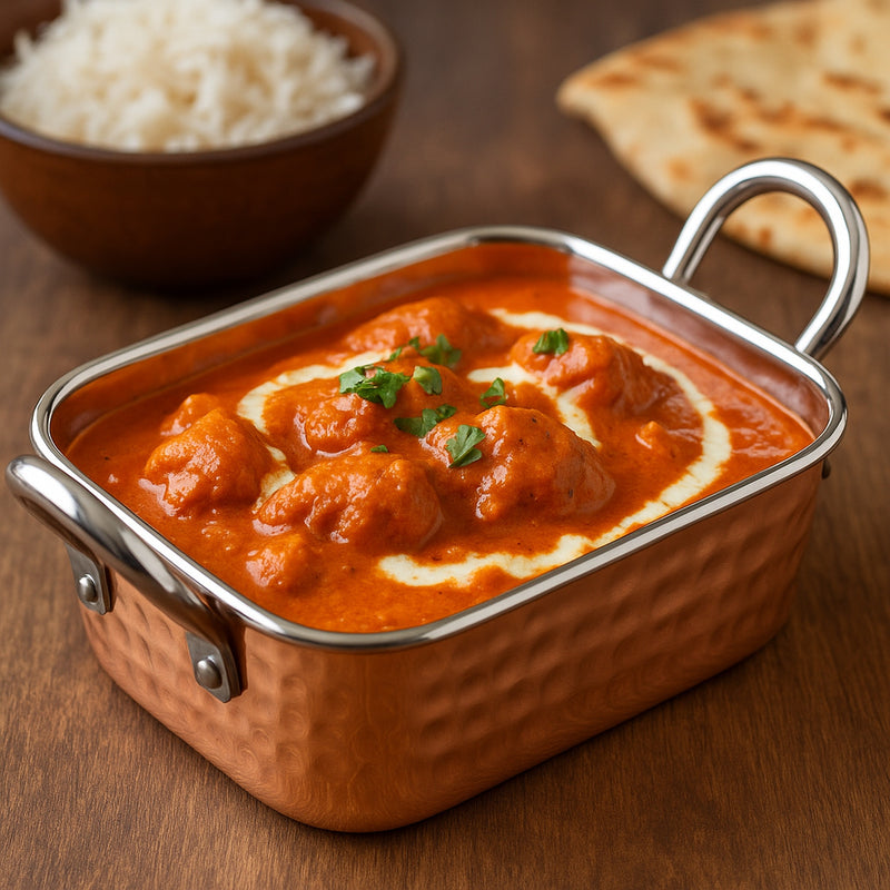 REGENT COOKWARE KARAHI ROASTER RECT.HAMMERED ST STEEL CU PLATED + HANDLES, 500ML (195/145X95X45MM)