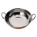 REGENT COOKWARE KARAHI PAN HAMMERED ST STEEL CU PLATED + HANDLES, 1.3LT (225/190MM DIAX55MM)