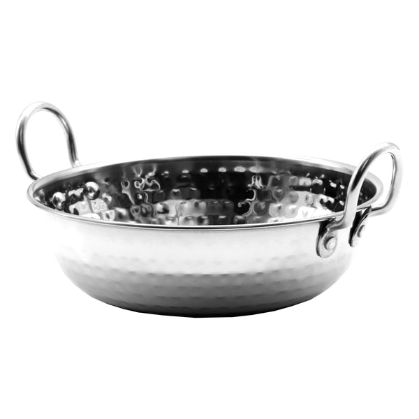 REGENT COOKWARE KARAHI PAN HAMMERED WITH 2 HANDLES ST STEEL, 800ML (170MM DIAX55MM)