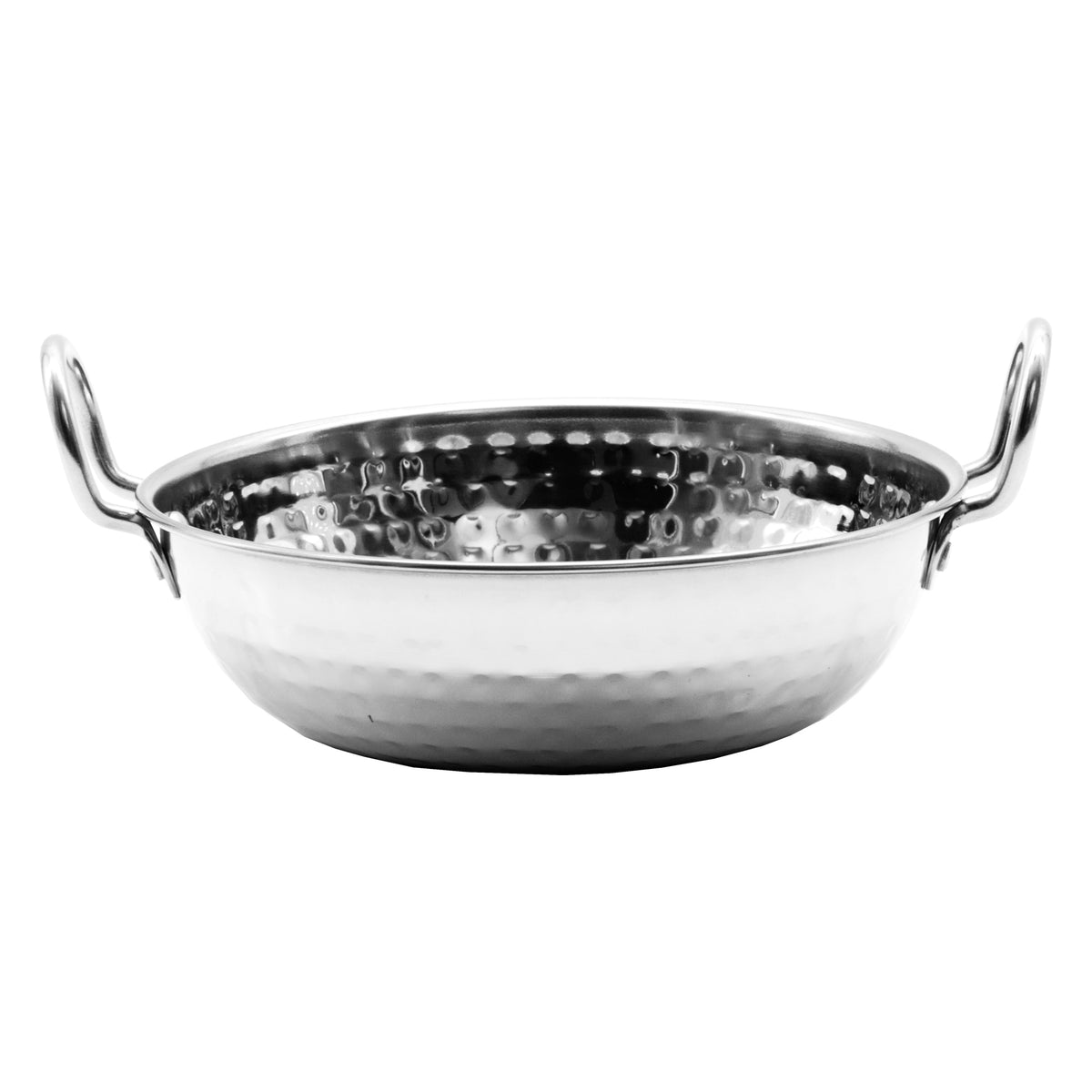 REGENT COOKWARE KARAHI PAN HAMMERED WITH 2 HANDLES ST STEEL, 800ML (170MM DIAX55MM)