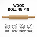 REGENT BAKEWARE WOODEN ROLLING PIN, 400MM