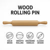 REGENT BAKEWARE WOODEN ROLLING PIN, 400MM