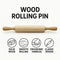 REGENT BAKEWARE WOODEN ROLLING PIN, 460MM