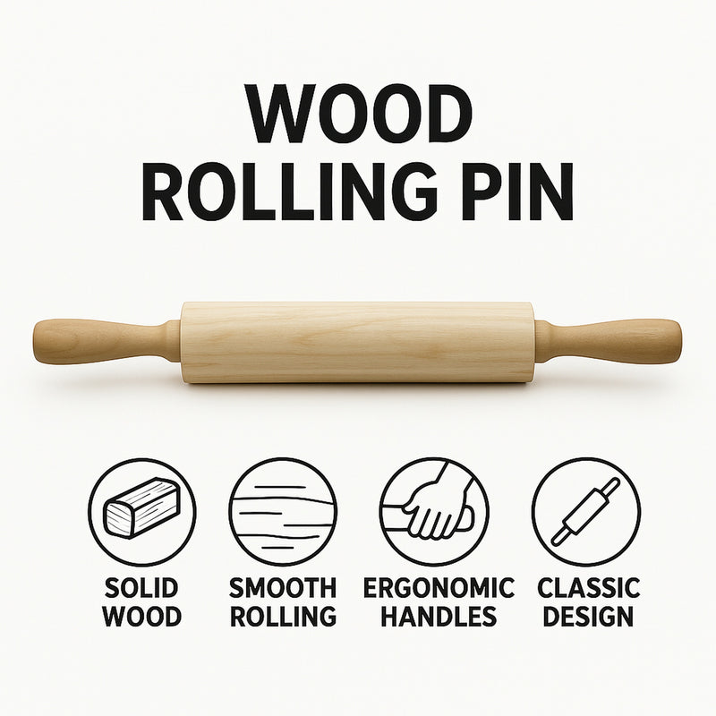 REGENT BAKEWARE WOODEN ROLLING PIN, 460MM