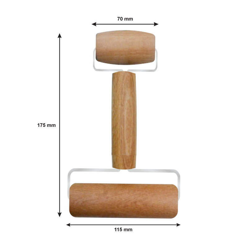 REGENT BAKEWARE DOUBLE ENDED ROLLING PIN WOODEN, (60/105X175MM)