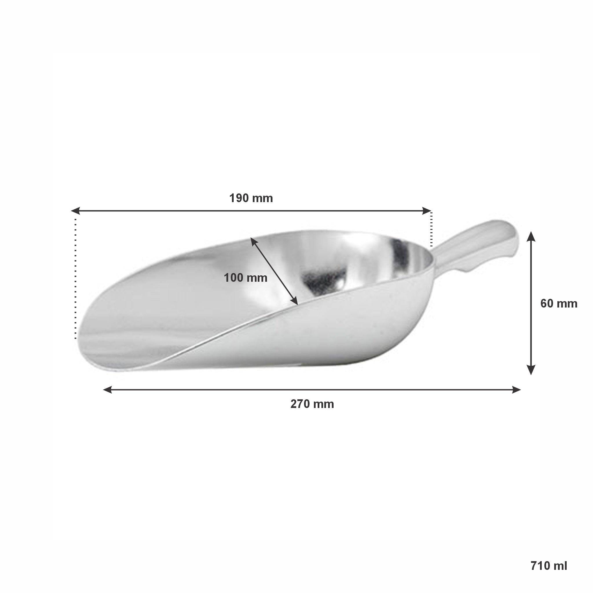 REGENT SCOOP ROUND ALUMINIUM LARGE, 270X100MM
