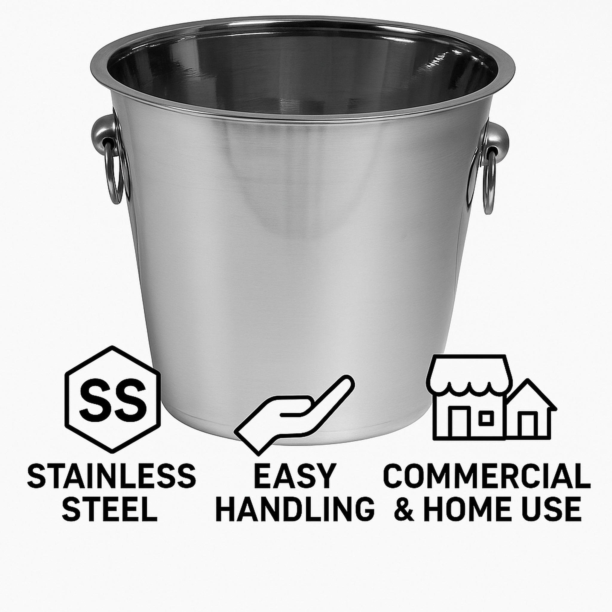 BAR BUTLER ICE BUCKET WITH RING HANDLES STAINLESS STEEL, 4L