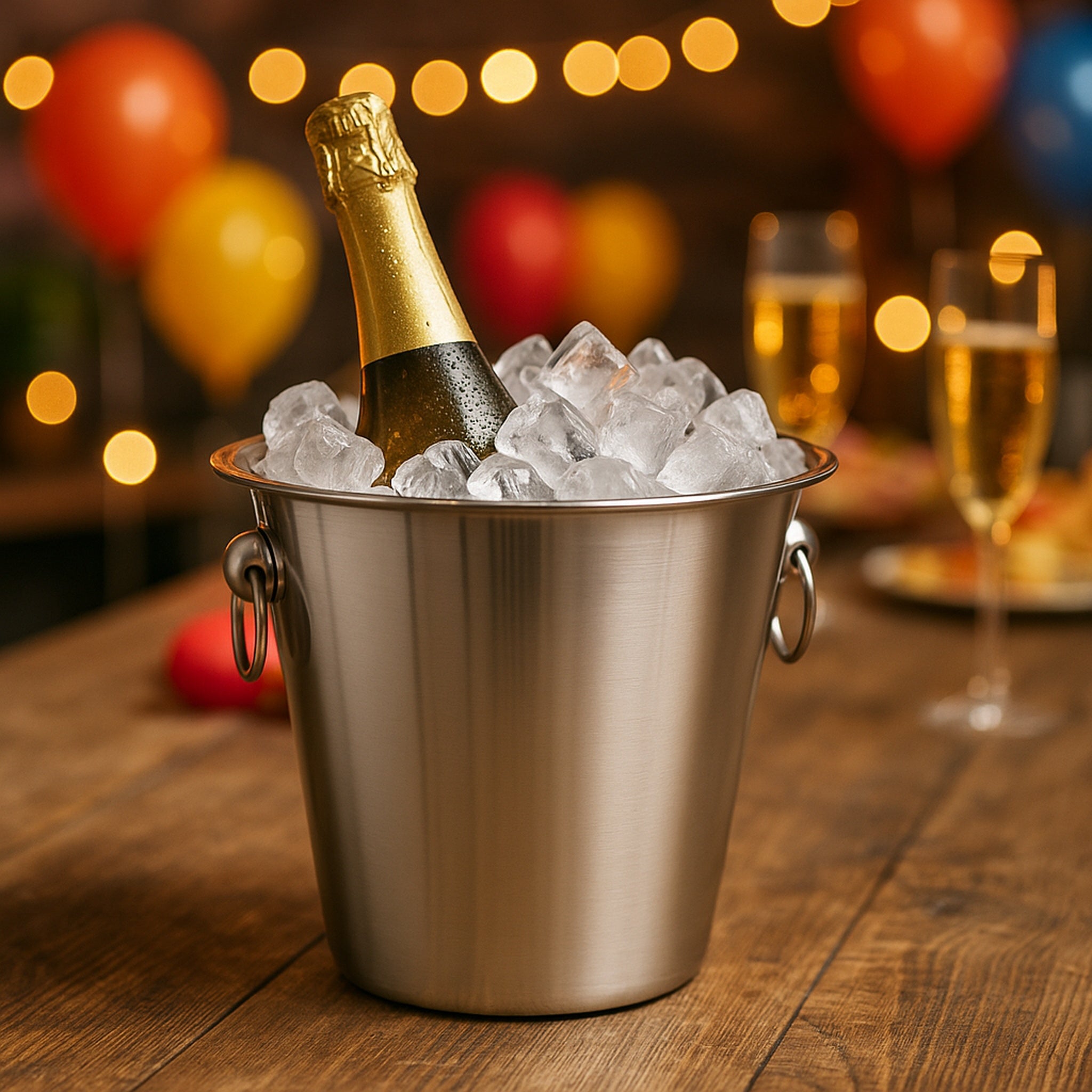 BAR BUTLER ICE BUCKET WITH RING HANDLES STAINLESS STEEL, 4L