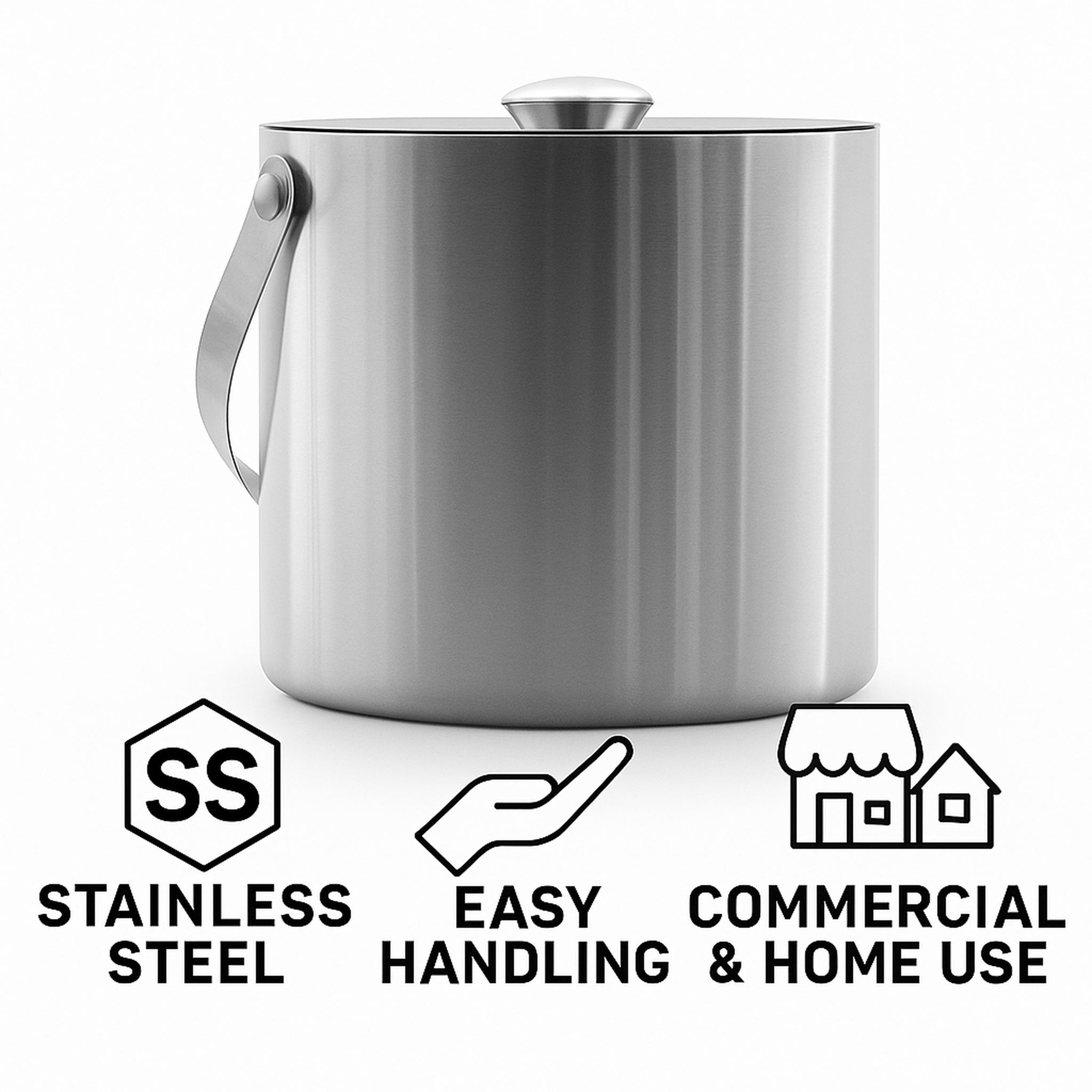 BAR BUTLER DOUBLE WALL ICE BUCKET WITH LID STAINLESS STEEL, 1.7L