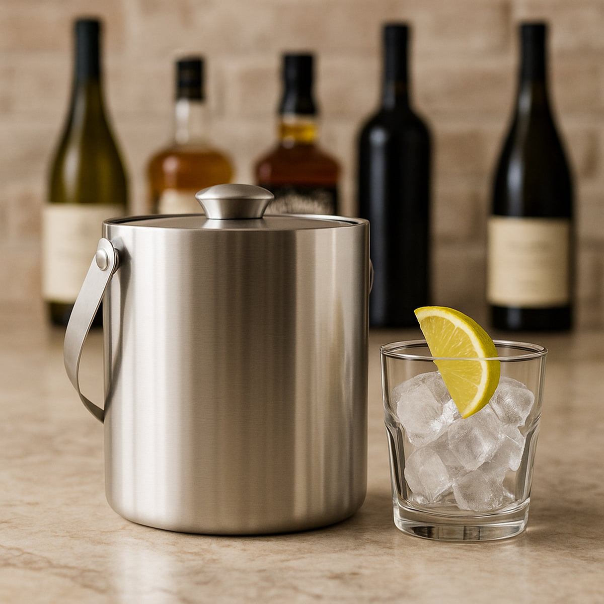 BAR BUTLER DOUBLE WALL ICE BUCKET WITH LID STAINLESS STEEL, 1.7L