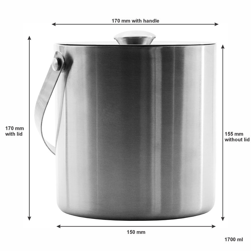 BAR BUTLER DOUBLE WALL ICE BUCKET WITH LID STAINLESS STEEL, 1.7LT (170X150MM DIA)