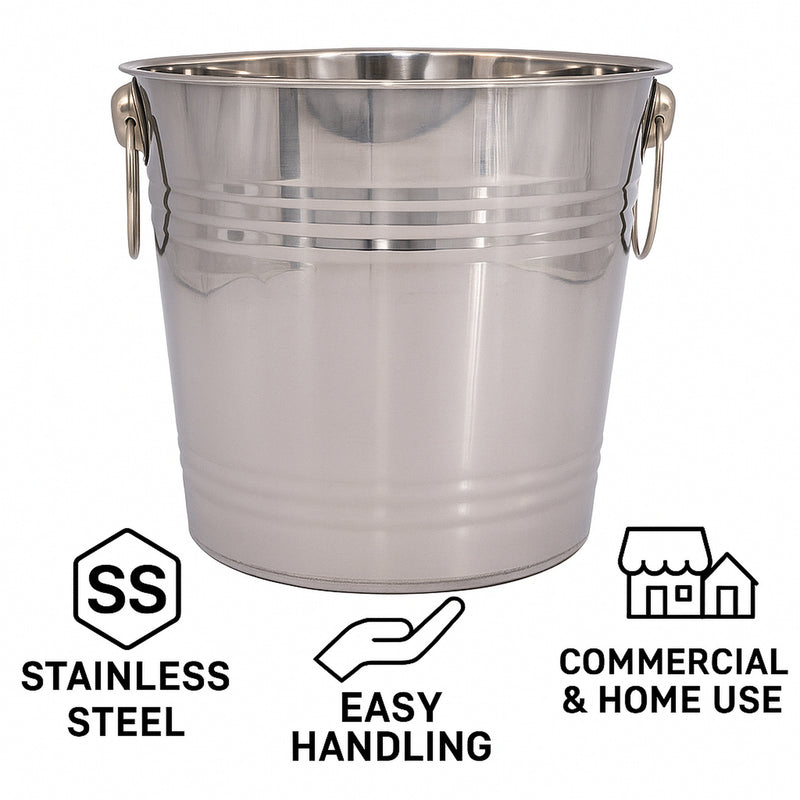BAR BUTLER ICE BUCKET WITH RING HANDLES STAINLESS STEEL, 4.5L