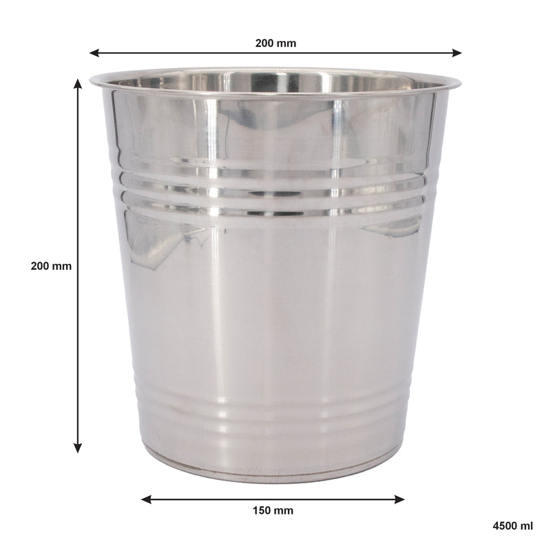 BAR BUTLER ICE BUCKET WITHOUT HANDLES STAINLESS STEEL, 4.5LT (200MM DIAX200MM)