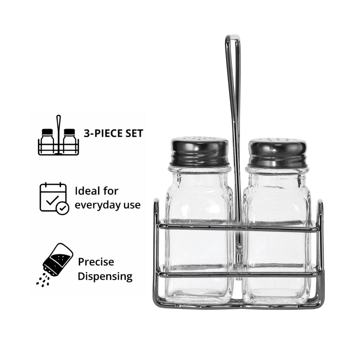 REGENT CLEOPATRA SALT & PEPPER SHAKERS ON WIRE STAND 3PCS SET, 85ML