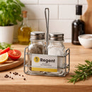 REGENT CLEOPATRA SALT & PEPPER SHAKERS ON WIRE STAND 3PCS SET, 85ML