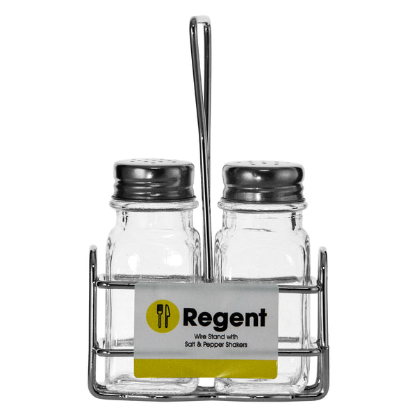 REGENT CLEOPATRA SALT & PEPPER SHAKERS ON WIRE STAND, 70ML (160X100X50MM)