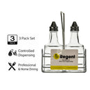 REGENT SQUARE OIL & VINEGAR BOTTLES ON WIRE STAND 3PCS SET, 200ML